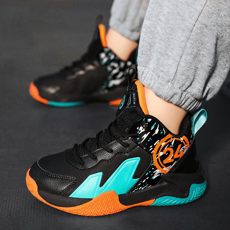 31-40 Kinder und Jugendliche Übergröße Rutschfest Verschleißfest Modische High-Top Basketballschuhe Sportschuhe