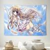 Anime Angel Girl Kawaii Tapestry Blonde Hair White Wings Halo Frilly Dress Anime Wall Hanging Teen Girls Dorm Decor Gift