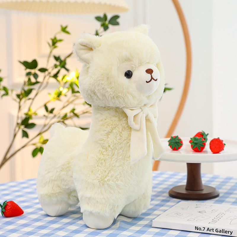 Cute Bow Tie Cream Alpaca Doll Girl Hug Pillow Home Decoration Grab Machine Doll Street Stall Ring Gift