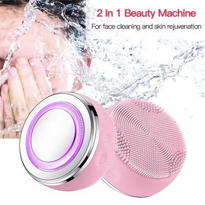 Face Cleansing Brush Electric Facial Massager Silicone Deep Pore Cleaning Brush Heating Tender Skin Facial Cleaning Brush