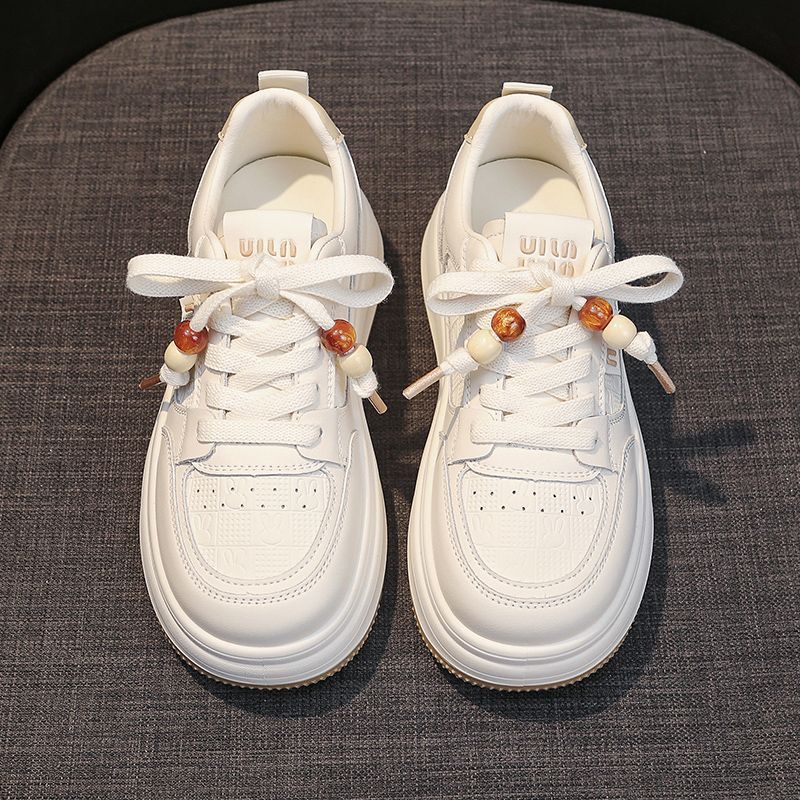 Nouvelles chaussures à plateforme compensées style muffin, semelles épaisses, légères, pour le printemps et l'automne, semelles souples, surface en cuir respirante, pour étudiants