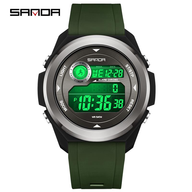 Sanda Sports Waterproof Multifunctional Calorie Wristwatch with Perpetual Calendar for Men and Women - Simple Style Student Electronic Watch