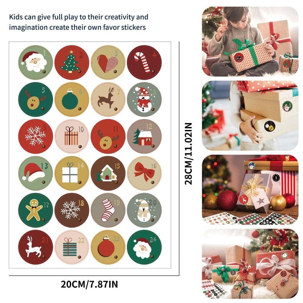 10 Sheets Set Waterproof Adhesive Christmas Countdown Calendar Stickers Christmas Party Decor
