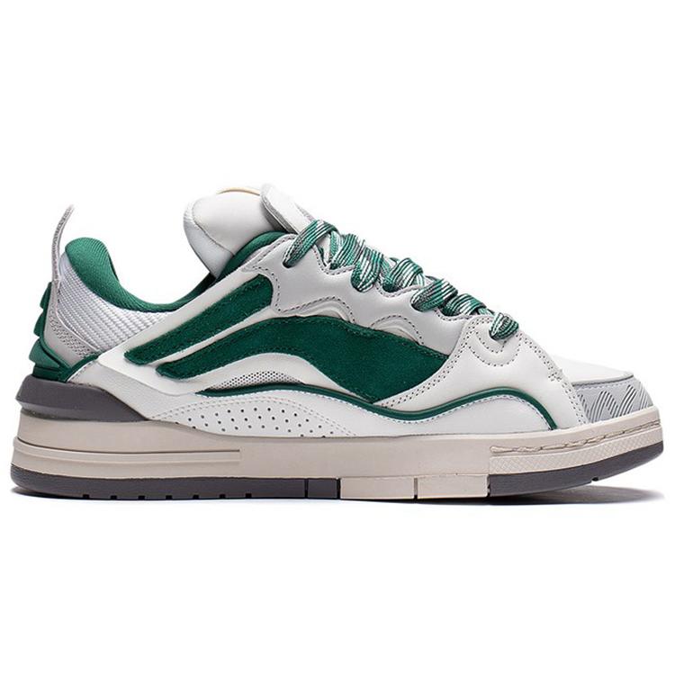 New LiNing Wave Golden Slip Resistant Cushioning Wear Resistant Low Top Skateboard Shoes Men's White Green AECS073-2