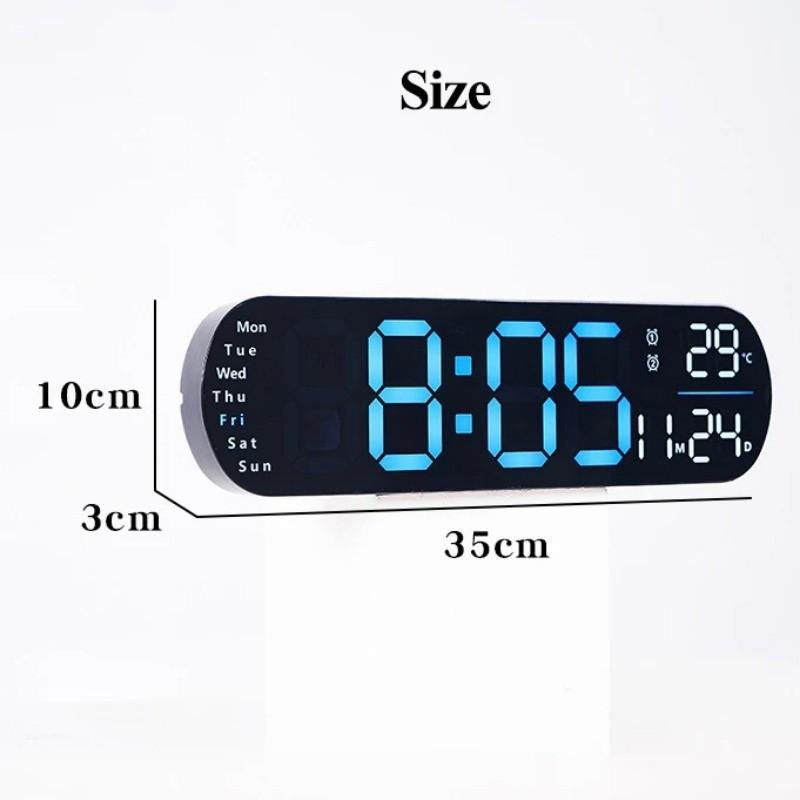 Large Digital LED Wall Clock Multifunctional Adjustable Atmosphere Light Color Changing Electronic Alarm Clock