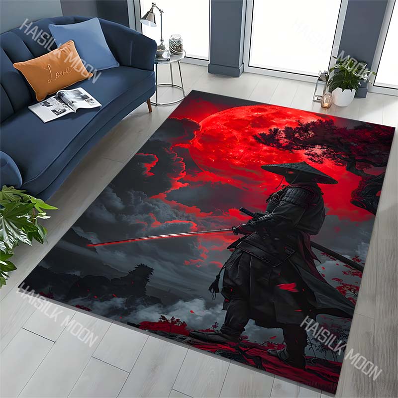 Japanese Samurai Creative Pattern Carpet for Living Room Bedroom Bedside Floor Mat Sofa Table Area Rugs Home Decor