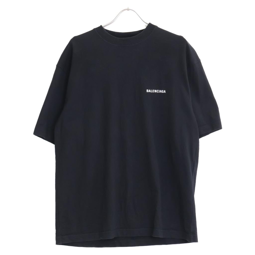 Balenciaga 612966 Unisex Logo Crew Neck T-Shirt Tops S blackUsed