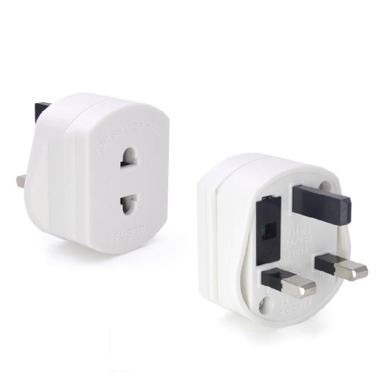2-pinový na 3-pinový adaptér zásuvky pro elektrický holicí strojek - EU na UK konvertor - bílý