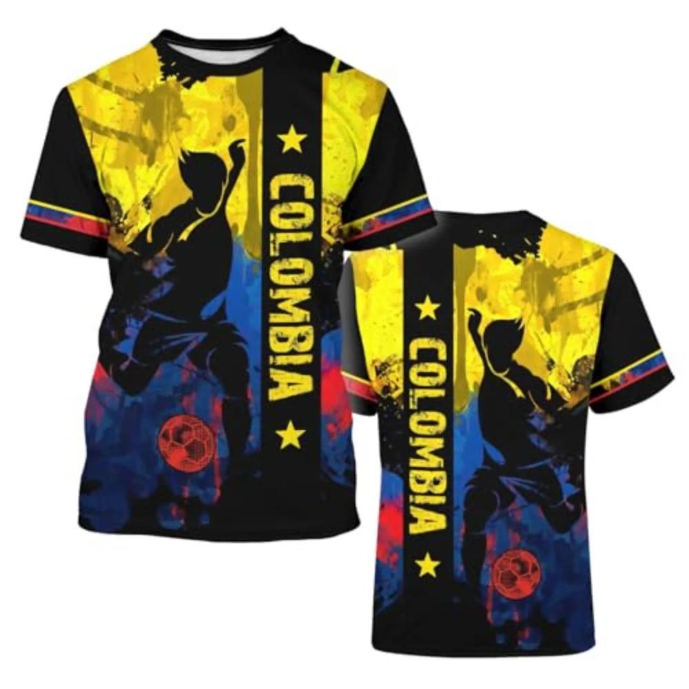 T-shirt da Calcio Traspirante per Sport Estivi da Uomo, Maglietta Casual a Maniche Corte per Allenamento, T-shirt Casual Larga alla Moda Colorata 3D Creativa