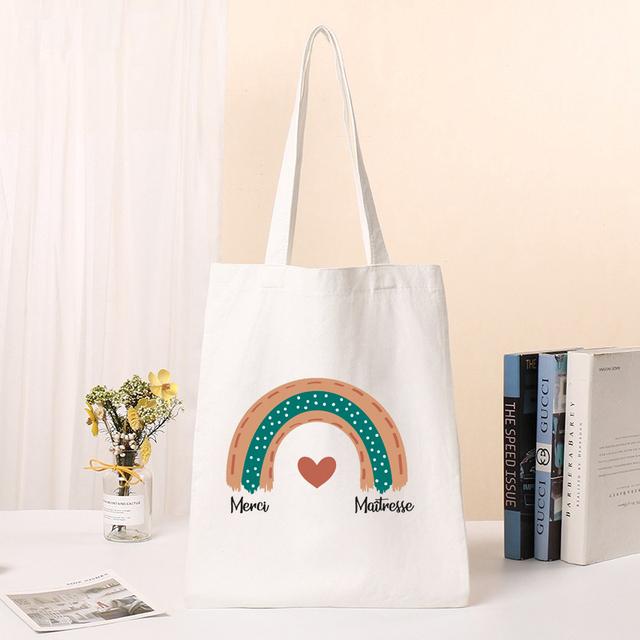 New Female Bag Shopping Bags Shoulder Bag Foldable Reusable Casual Thank You Mistress Print Canvas Student Portable Handbags