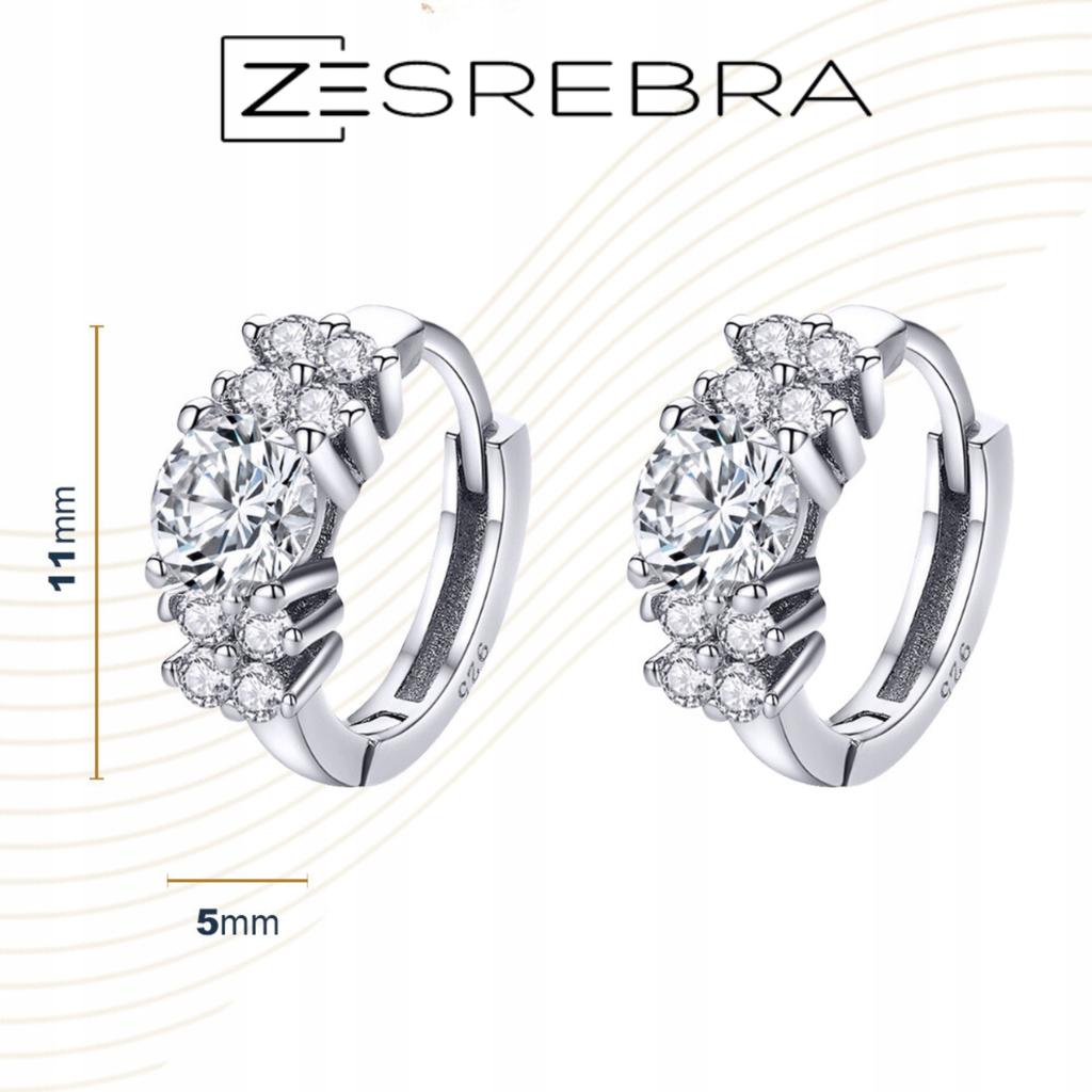 S925 Earrings, Delicate Large Cubic Zirconia, English Crystal Clasp