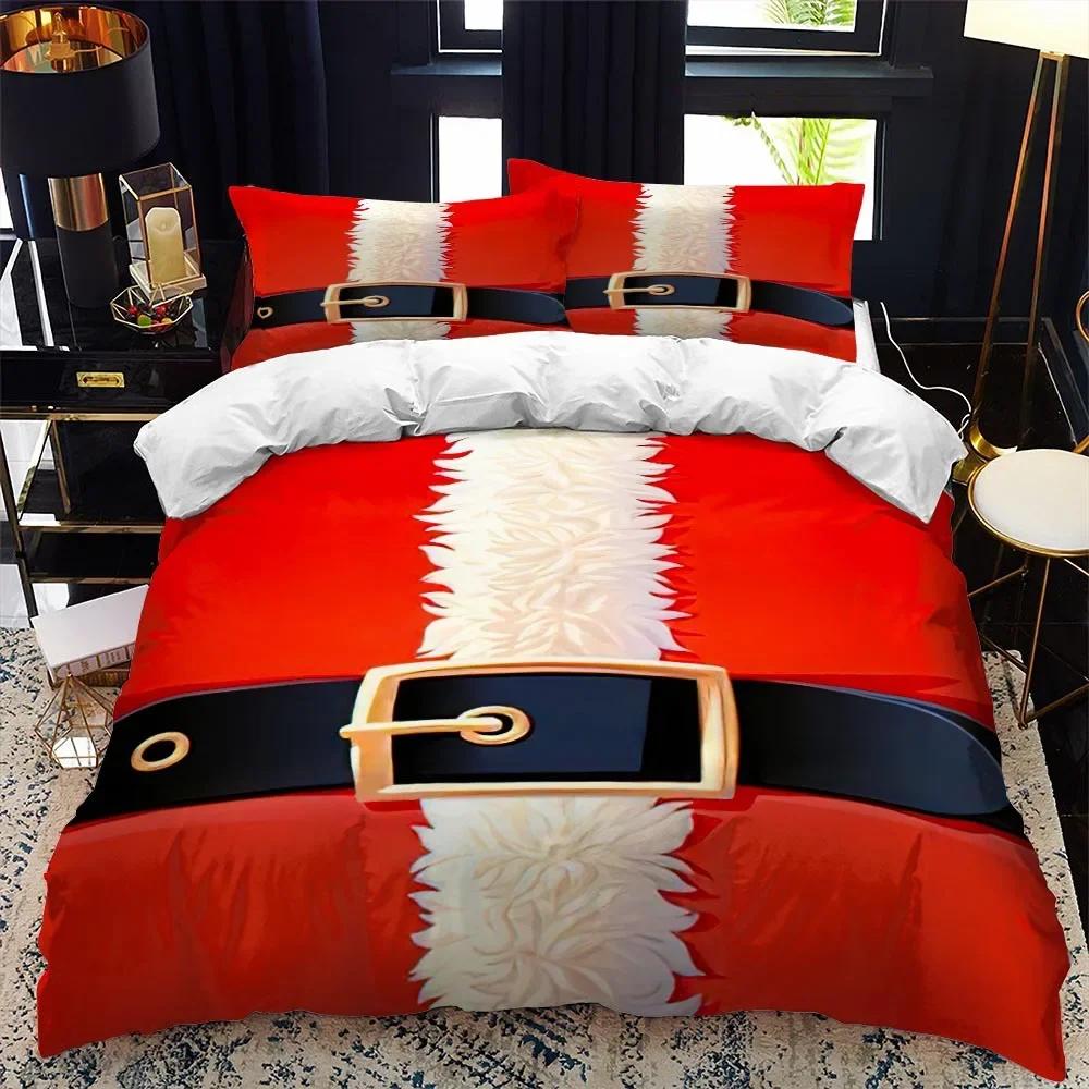 Christmas Duvet Cover Set Winter Red Santa Claus Bedding Set Merry Christmas Gifts for Boys Girls Happy New Year Red Santa