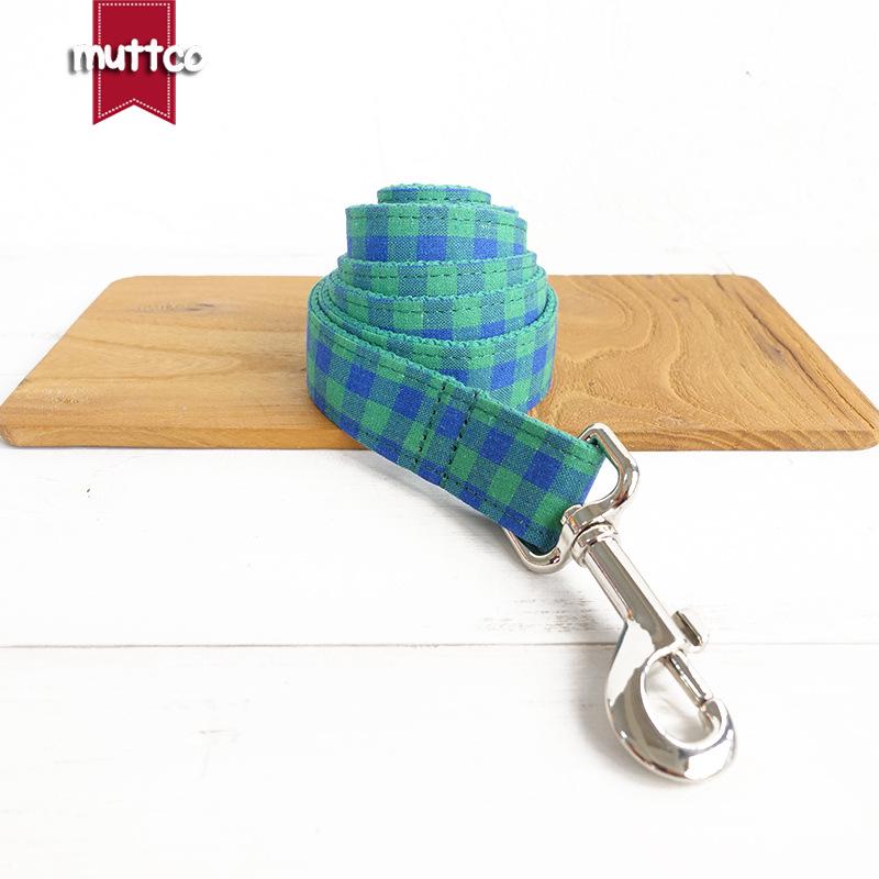 Blue Green Plaid Dog Leash - MUTTCO UDL-073 Extra Small зеленый плед/синий