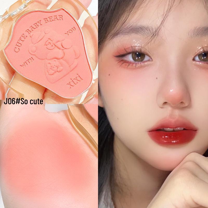 Makeup Xixi Working Bear Matte Blush: Mauve Peach for Natural Nude Makeup, Highlighting, and Contouring.