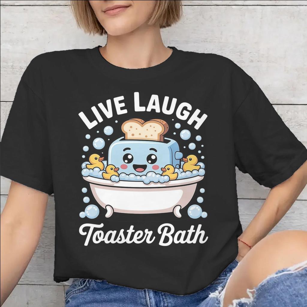 Unisexs Unisexs Live Laugh Toaster Bad T-Shirt Reine Baumwolle Grafik-T-Shirts Kleidung Outfits