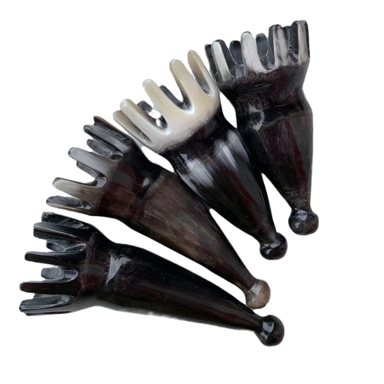 Cow Horn Acupuncture Head Massager - Octopus Comb for Meridian Points