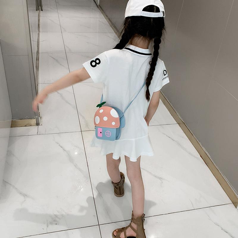 Girls Shoulder Bag  Trend New Summer Cartoon Cute Tiny Mushroom House Crossbody Bags Soft PU Leather Mini Children Package