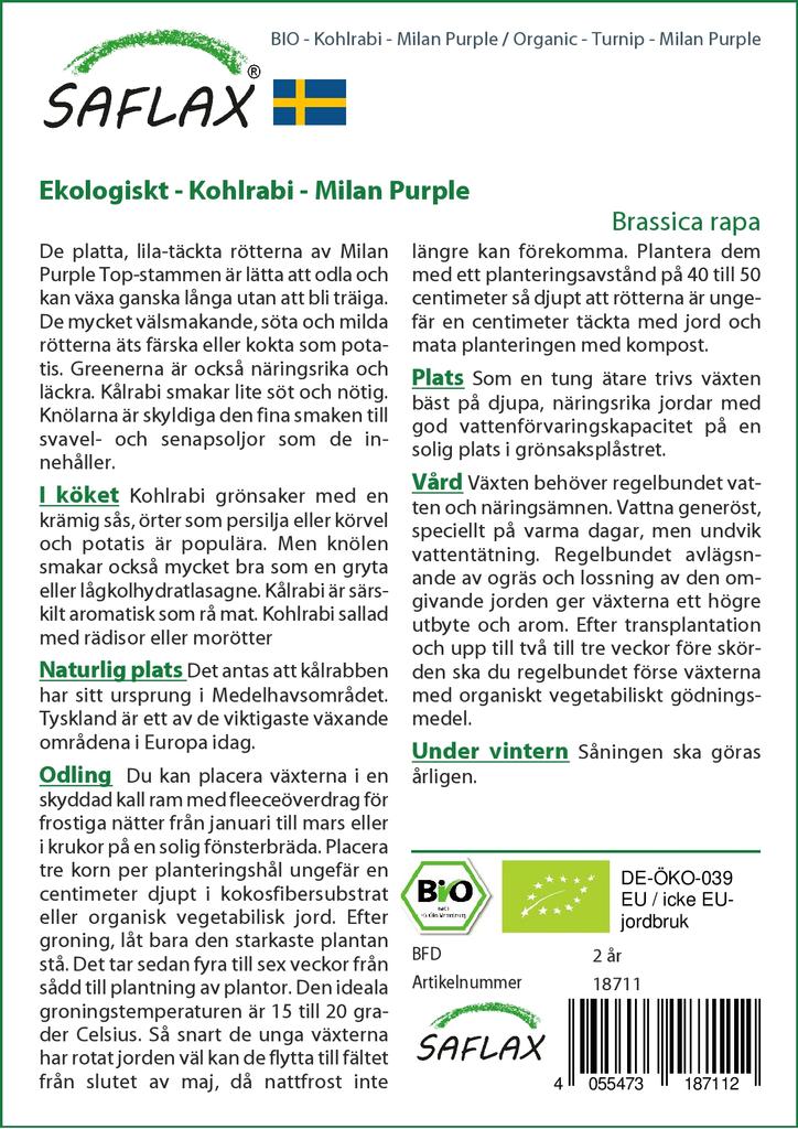 SAFLAX Organic - Turnip - Milan Purple - 600 Seeds - With Potting Substrate for Better Cultivation - Brassica Rapa