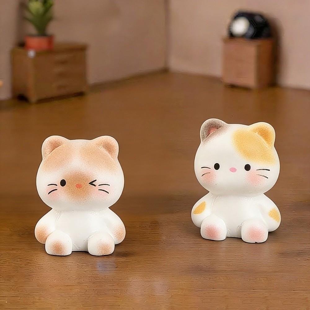 6pcs Small Size Decorative Cat Statues Resin Cat Ornaments Cute Kittens Decorations  Gift