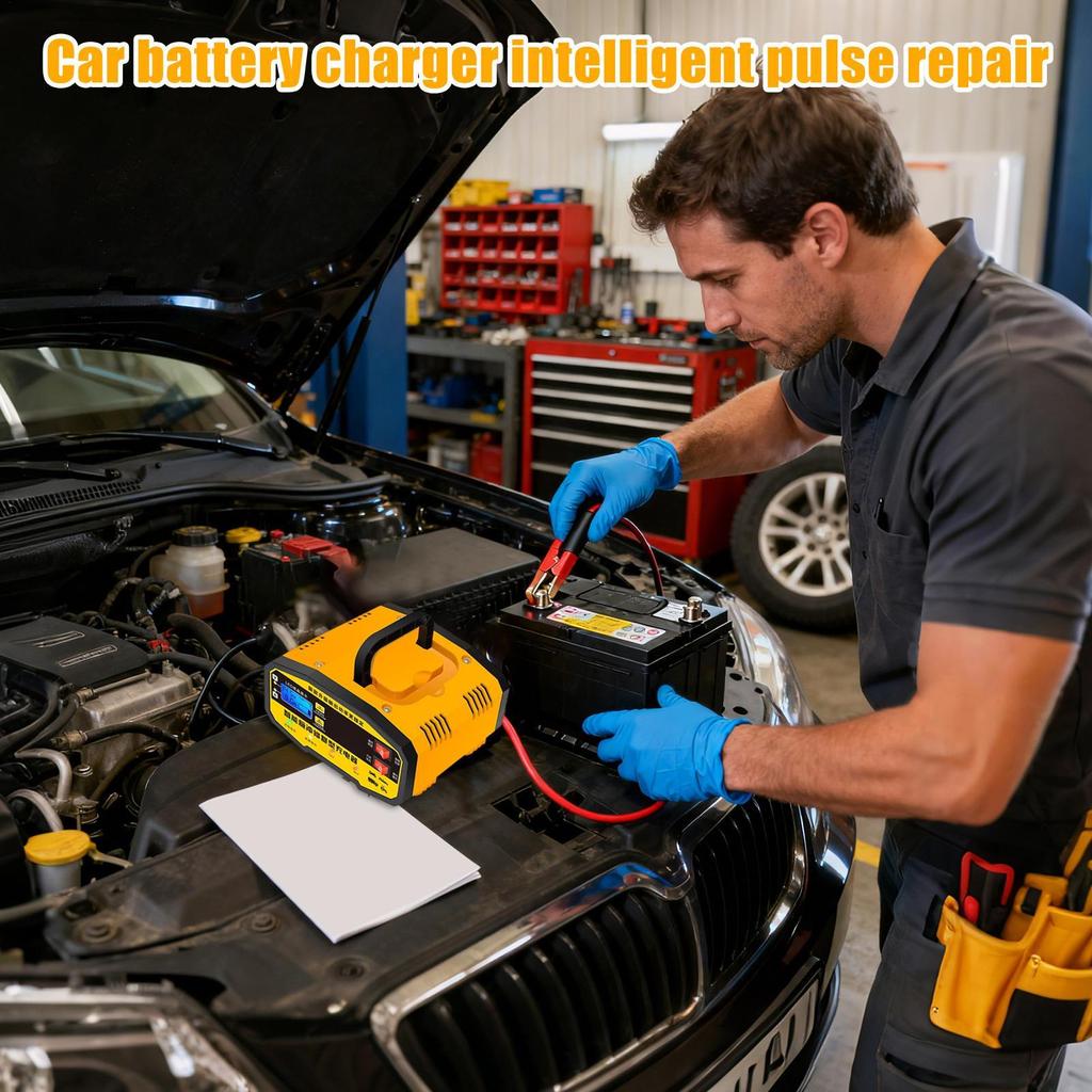 Car Battery Charger Smart Pulse Repair 12V 24V Trickle Battery Charger Digital Pulse Repair Maintainer For Automotive Truck SUV