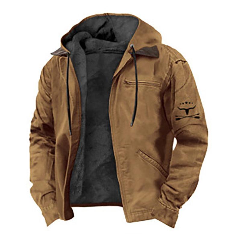 

Мужские повседневные куртки с карманом на молнии и капюшоном, модные однотонные теплые осенне-зимние куртки XXL хаки