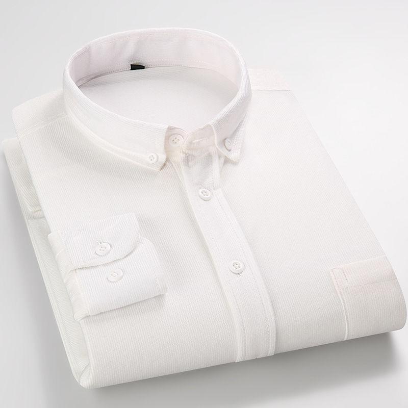 

Мужская вельветовая рубашка с длинным рукавом, повседневный топ, свободная, однотонная, одежда для папы, подходит для среднего и пожилого возраста 3XL 70.00kg