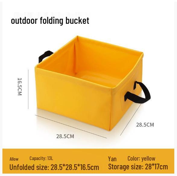 Foldable Square Water Bucket with Large Capacity - Portable Travel Storage for Tableware and Toiletries.