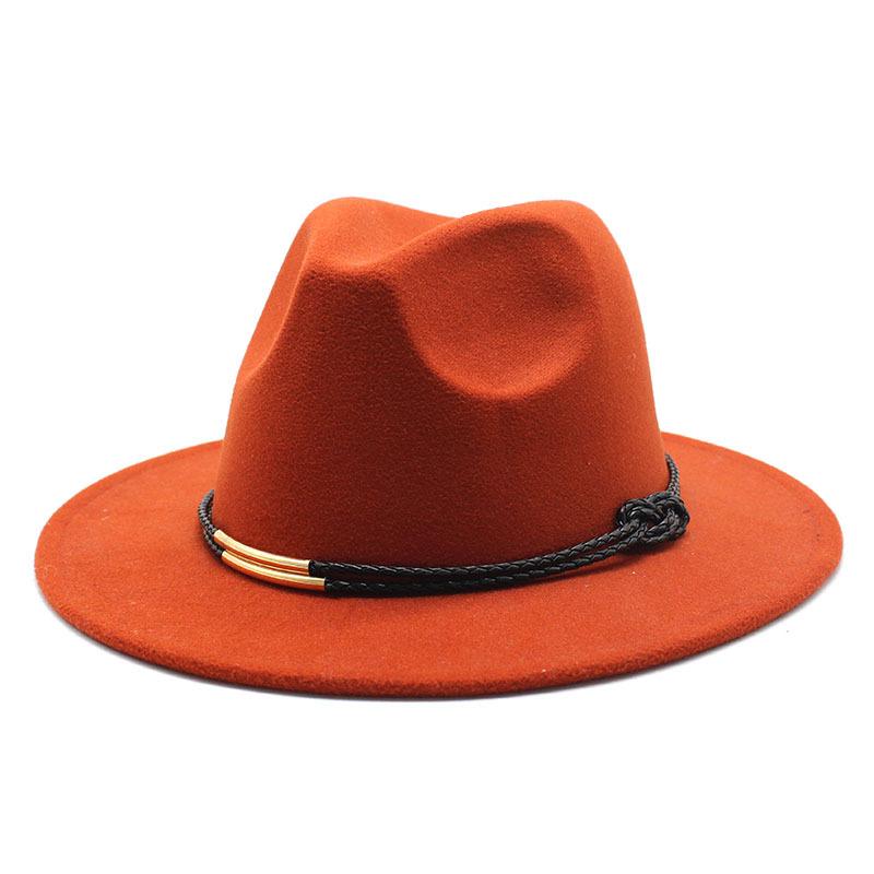 Hat Men'S And Women'S Jazz Hat Quarterly British Retro Belt White Top Hat Woolen Gentleman'S Hat