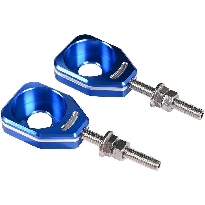 Canitu Blue Rear Chain Adjusters,Motorcycle Billet Rear Axle Blocks Swingarm Spool Tensioner Tension Adjuster Accessories for Honda CRF110 2013-2024