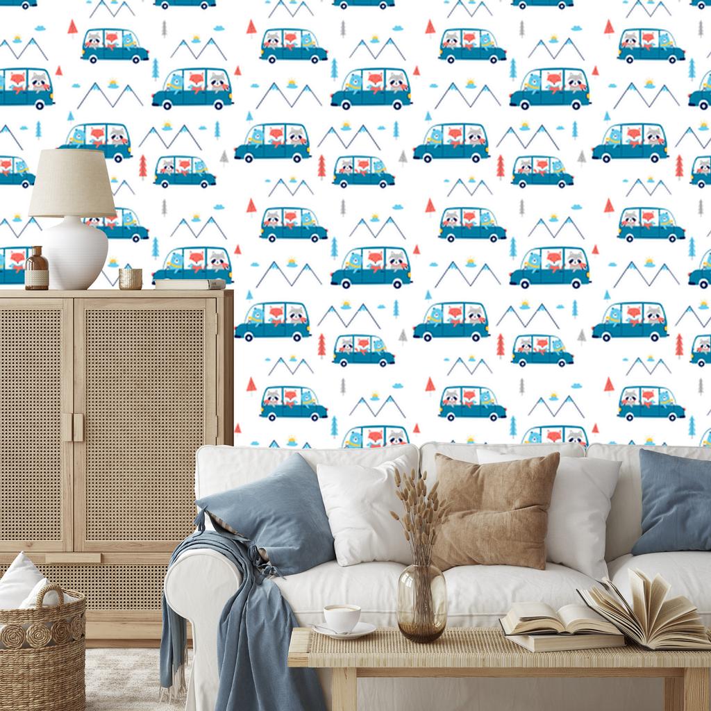 Cars and Animals Wallpaper for Living Room and Bedroom 50x1000