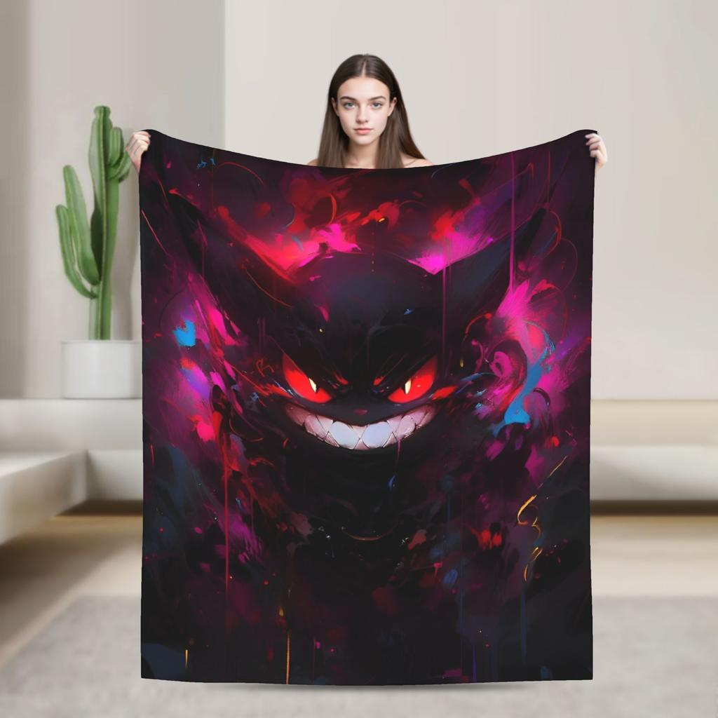 Gengar Cartoon  Blanket  Super Warm Street Trend Plush Throw Blanket For Home Decor Decorative Flannel Bedspread Bed Cover