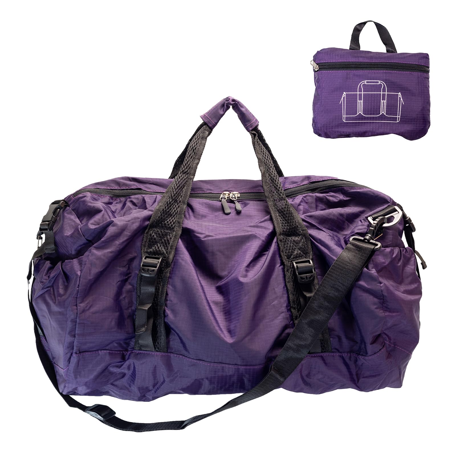 

DALO 32L Lightweight Boston Bag for and Everyday and Compact Storage 2-Way Travel, Gym, Sports, Use, Portable, Foldable, (Purple) фиолетовый