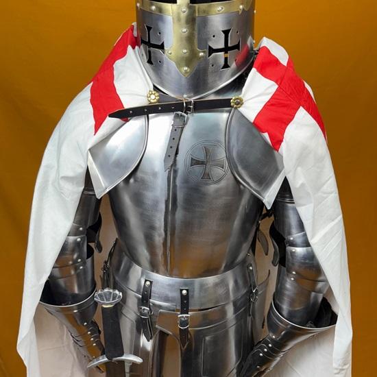 6-Foot Templar Knight Armor Suit Polished Medieval Roman Steel Armor with Display Stand Ideal for Home Décor