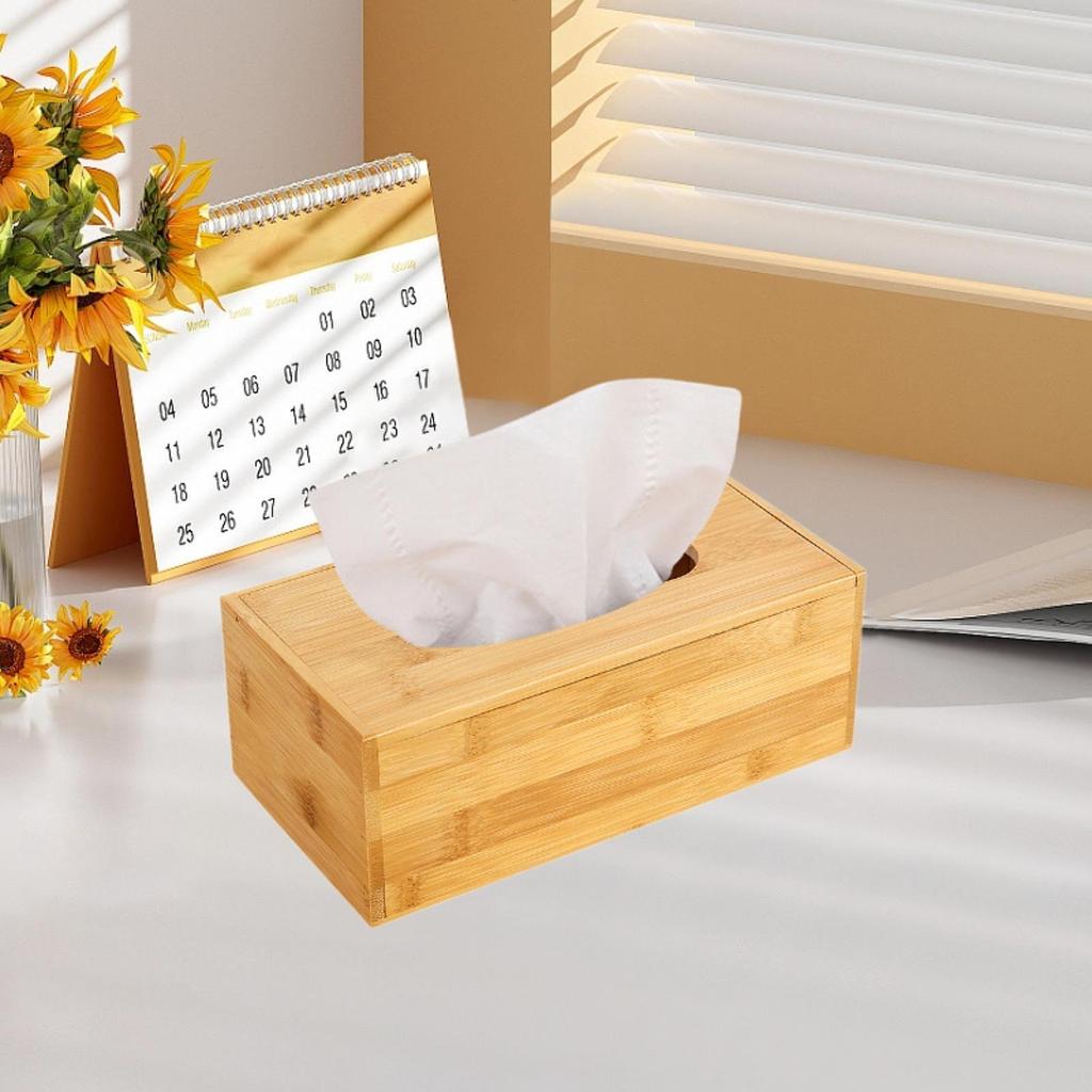 Bambus Tissue Box Abdeckung Tissue Spender Serviette Spender Box für Arbeitsplatte Badezimmer Büro Haushalt el