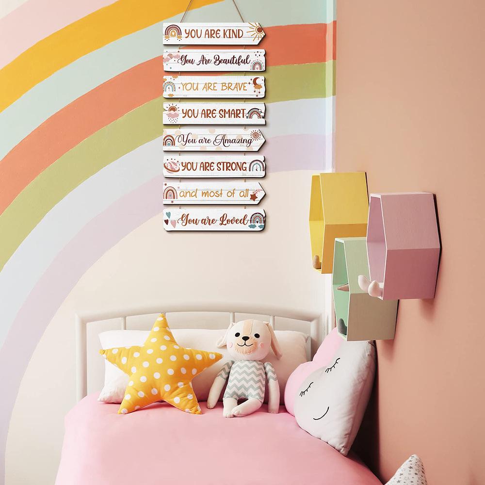 Teen Girl's Motivational Wooden Hanging Sign - Princess, Butterfly, Rainbow Design