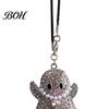 Sparkling Rhinestone Car Charm Halloween Ghost Bling Hanging Accessories, Faux Crystal Rear Decorations for View Mirror Charm, Auto Interior
