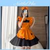 Cute Lolita Pumpkin Maid Halloween Party Costume Dress With Headdress