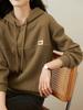 Thickened Sweatshirt Women's Solid Color Hooded Pullover Top
