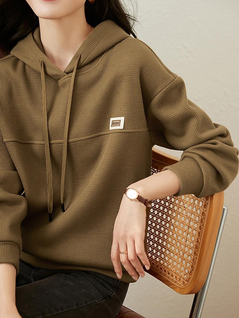 Thickened Sweatshirt Women's Solid Color Hooded Pullover Top