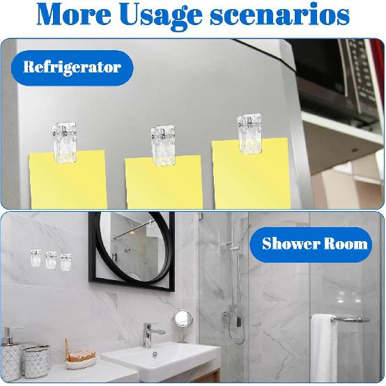 30 Pcs Adhesive Clips for Hanging, Self-Adhesive Clip Wall Tapestry Clips Sticky Clip Small Hanging Spring for Posters & Home Office Clear