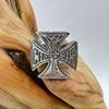 Anello Croce in Acciaio Inossidabile 316L per Uomo Biker Punk Gioielli per Moto Accessorio Moda