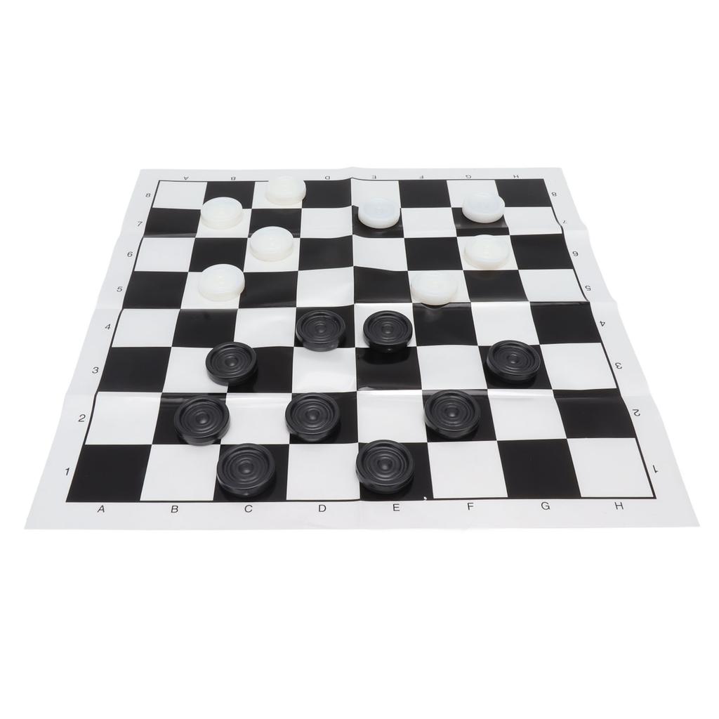 Checkers Set Stackable Black White Plastic Pieces Draughts Board Game with Transparent Box for 3 Years Old Above