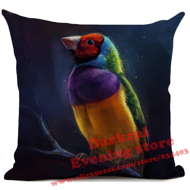 Bird Cushion Cover Macaw Owl Parrot Pillow Cover Living Room Sofa Car Decor Throw Pillows Home Decoration Pillowcase 45X45Cm