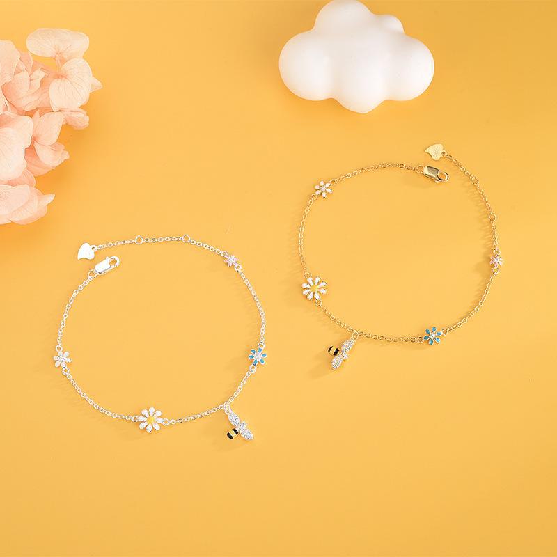 

Серебряный браслет S925 Daisy Bee - украшения из свежих летних лесных цветов BRS216-1 серебряный