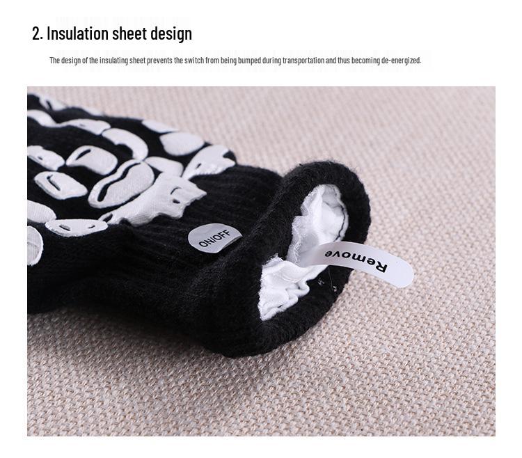 LED Light-Up Knitted Skeleton Gloves - Flashing, Warm, Creative Halloween & Christmas Accessory