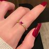 Medieval Retro Fashion Gold Open Ring Niche Red Zircon Personality Light Luxury High-End Accessories Women