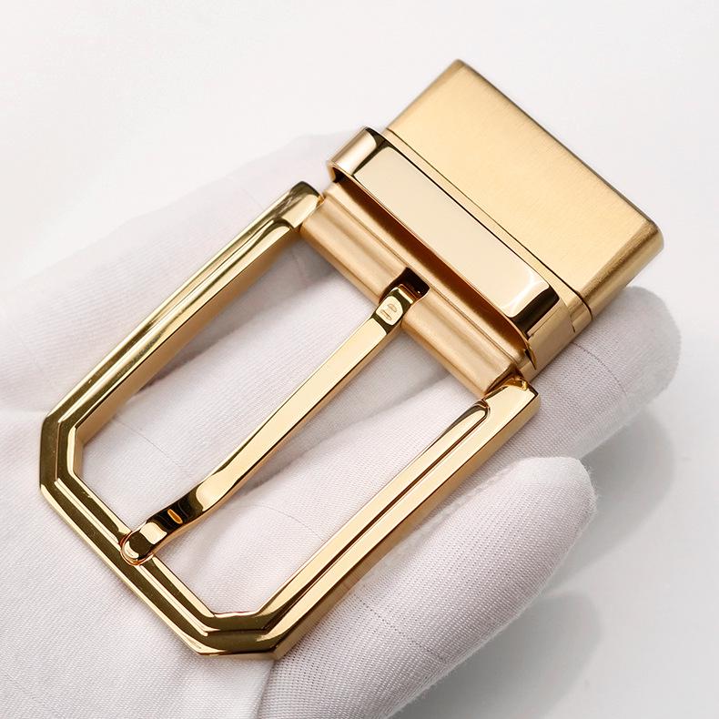 Men's Stainless Steel Double-Sided Rotating Pin Buckle for Perforated Belts