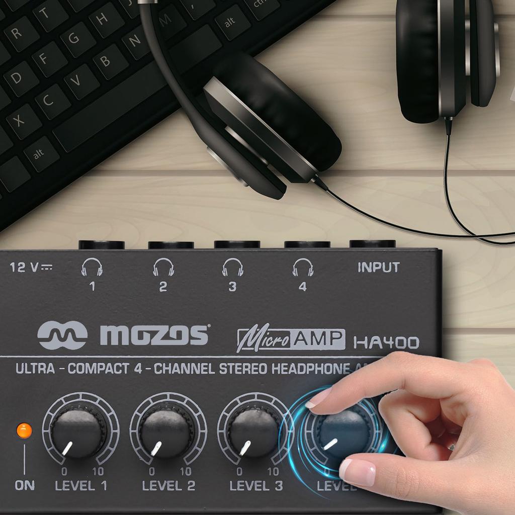 Mozos Ha400 4-Kanałowy Wzmacniacz Słuchawkowy Stereo