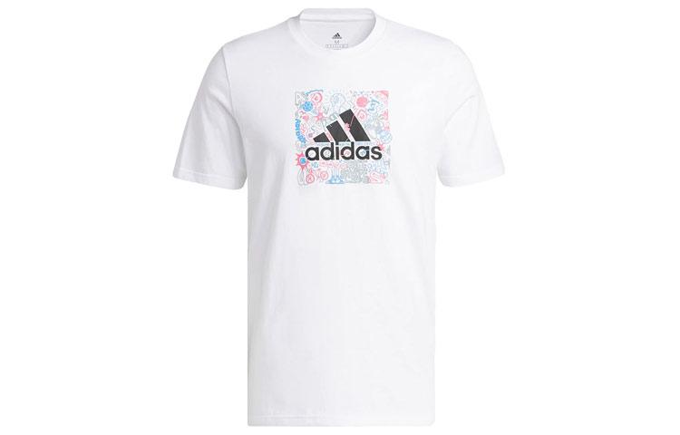 

Adidas T Shirts Men s White Crew Neck Moderate Straight Fit IB9426 XS