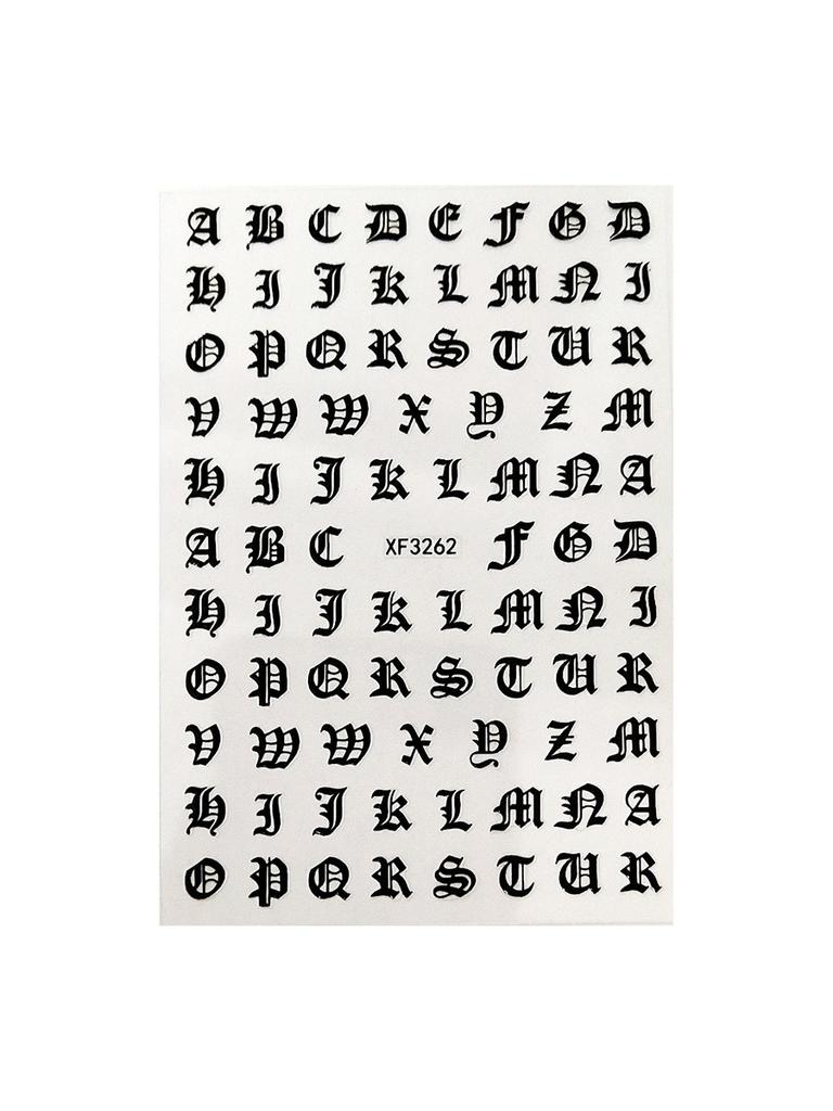 Nail 3d Art Stickers Latin Roman English Alphabet Letter Decals Decoration Tip